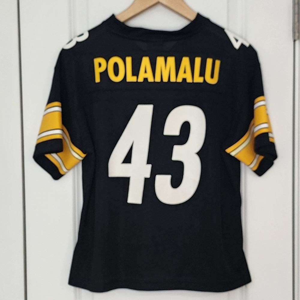 Reebok Steelers Polamalu 43 NFL Football Jersey Black Gold Youth M - Picture 2 of 6
